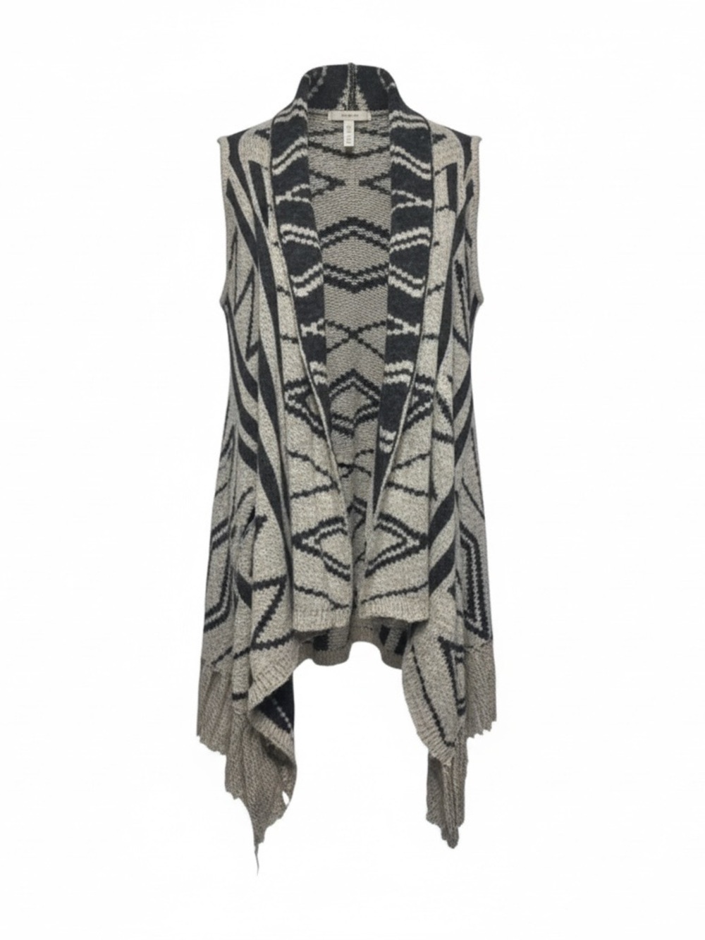 Wish List Open Waterfall Sleeveless Sweater Black and Tan size Large XL
